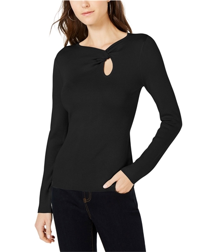 I-N-C Womens Neckline Twist Pullover Sweater black S