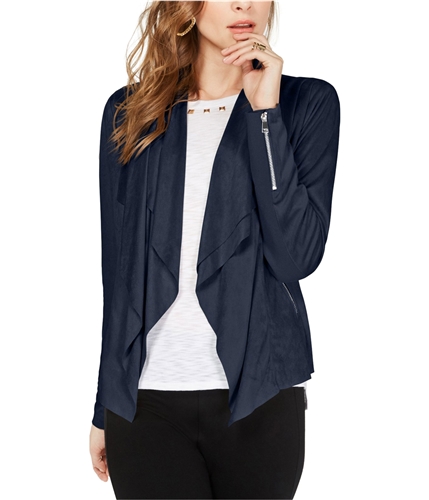 I-N-C Womens Faux-Suede Jacket navy M