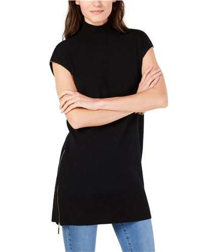 I-N-C Womens Zipper Tunic Sweater black S