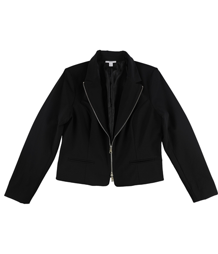 bar III Womens Zippered Blazer Jacket black S