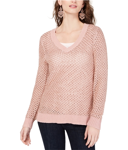 I-N-C Womens Pointelle Pullover Sweater ltpaspink XS