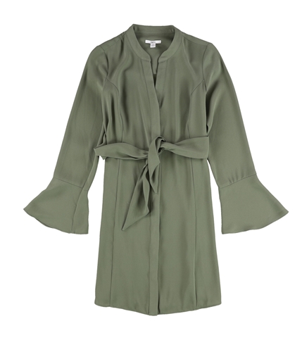 bar III Womens Long-Sleeve Tie-Front Wrap Dress medgreen XS