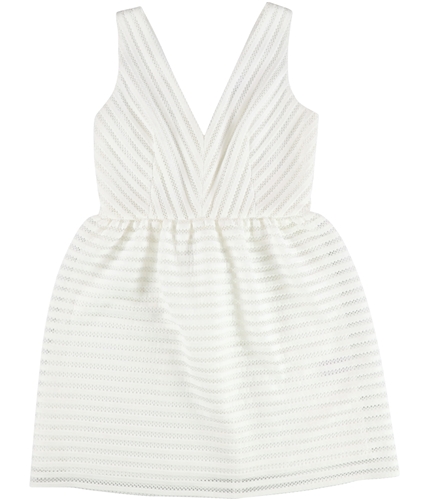 bar III Womens Illusion-Stripe Fit & Flare Dress white 0