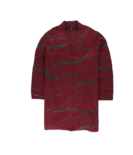 Alfani Womens Swirl-Sequin Cardigan Sweater malbec 2X