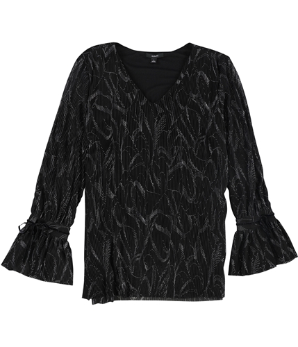 Alfani Womens Pleated Pullover Blouse black XL