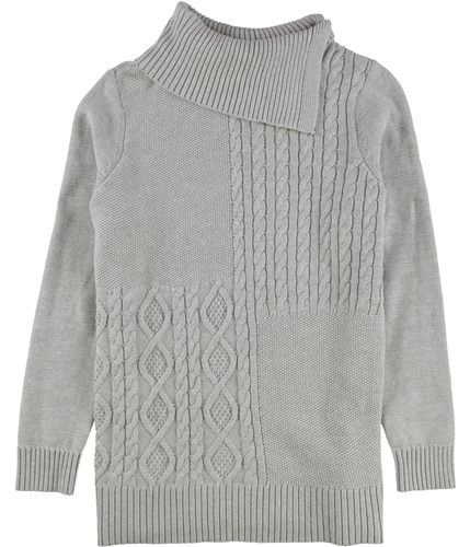 Charter Club Womens Patchwork Stitch Pullover Sweater gray L