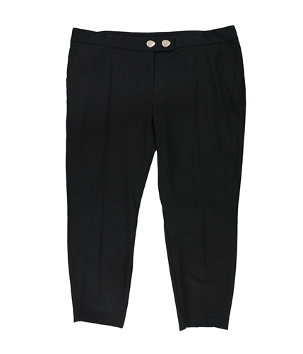 Alfani Womens Extended-Tab Button Casual Trouser Pants black 24W/30