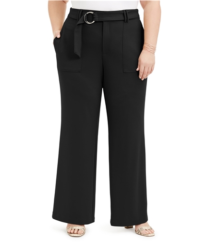 I-N-C Womens Utility Pocket Belted Casual Wide Leg Pants black 14W/29
