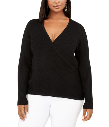 I-N-C Womens Surplice Pullover Sweater black 2X
