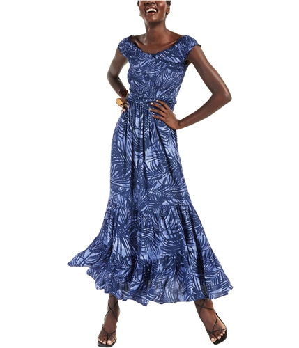 I-N-C Womens Pacific Palms Maxi Dress blue S