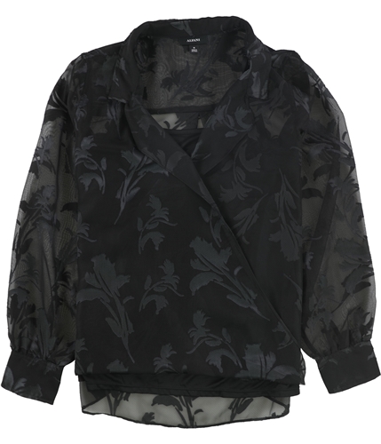 Alfani Womens Floral Pullover Blouse black M