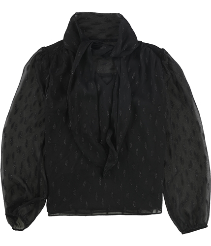 Alfani Womens Sheer-Sleeve Pullover Blouse black S