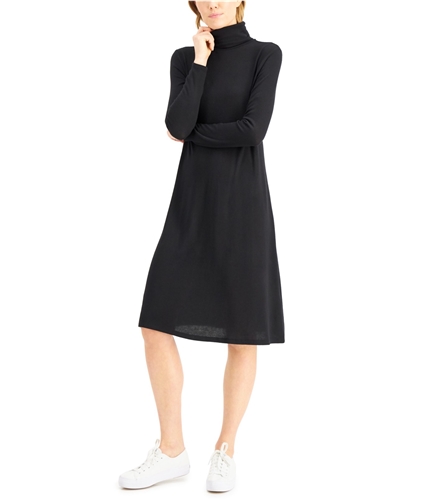 Style & Co. Womens Turtleneck Midi Dress black L