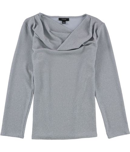 Alfani Womens Shiny Pullover Blouse ltpasblue S