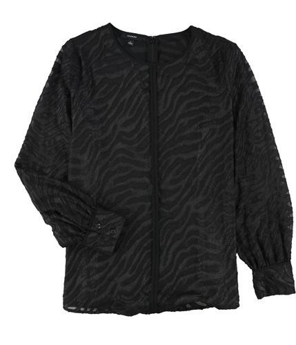 Alfani Womens Animal Print Pullover Blouse black S