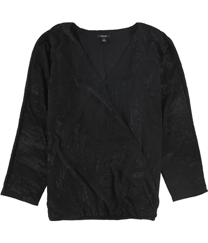 Alfani Womens Textured Pullover Blouse black M