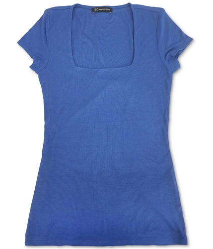 I-N-C Womens Ribbed Basic T-Shirt blue XS