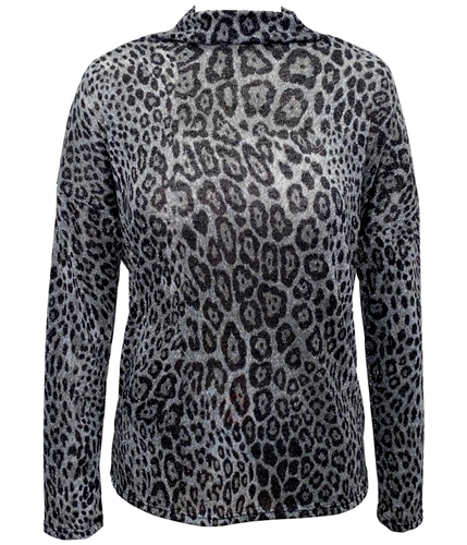 I-N-C Womens Animal Print Pullover Blouse silver S