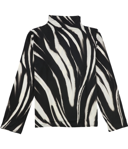 Alfani Womens Zebra Print Pullover Blouse black S