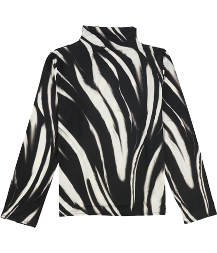 Alfani Womens Zebra Print Pullover Blouse black S