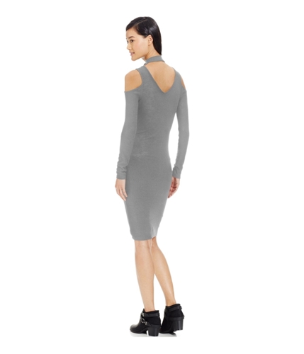 Material Girl Womens Cold-Shoulder Rib Knit Bodycon Dress grey XXS