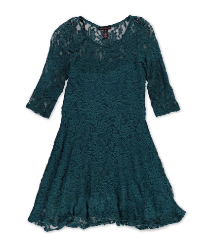 Material Girl Womens Lace Fit & Flare Shift Dress green M