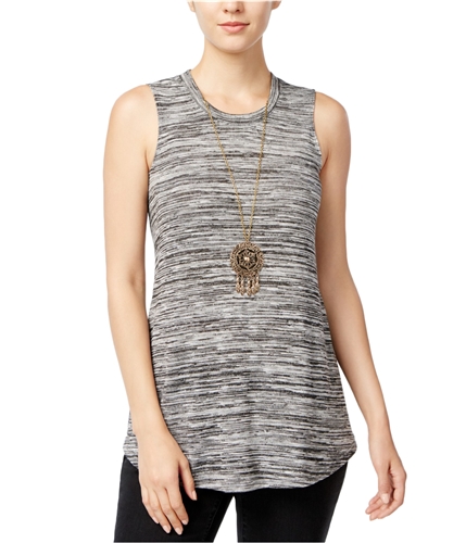 BCX Womens Space-Dye With Necklace Tank Top grey S