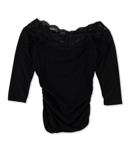 BCX Womens Lace Basic T-Shirt black XS