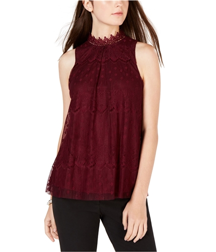 BCX Womens Lace Pullover Blouse darkred XL