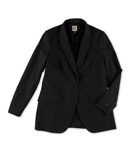 Anne Klein Womens Pinstripe One Button Blazer Jacket blackwhite 8