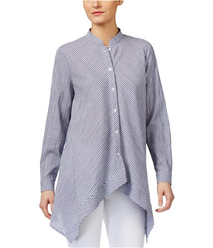 Anne Klein Womens Handkerchief-Hem Button Up Shirt etonblue 2