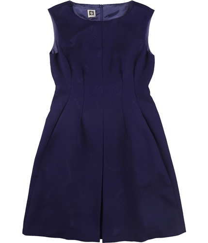Anne Klein Womens Jacquard Fit & Flare Dress purple 4
