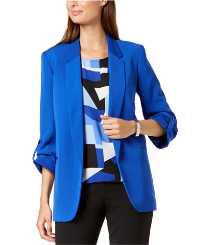 Nine West Womens Open Front Blazer Jacket blue S
