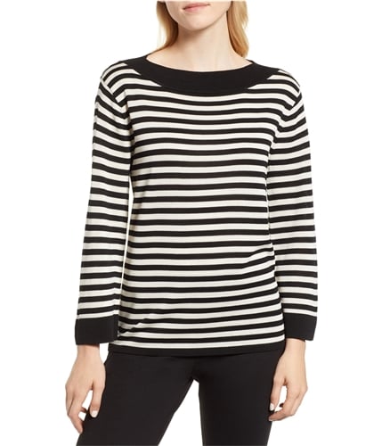 Anne Klein Womens Parisian Stripe Pullover Sweater black S