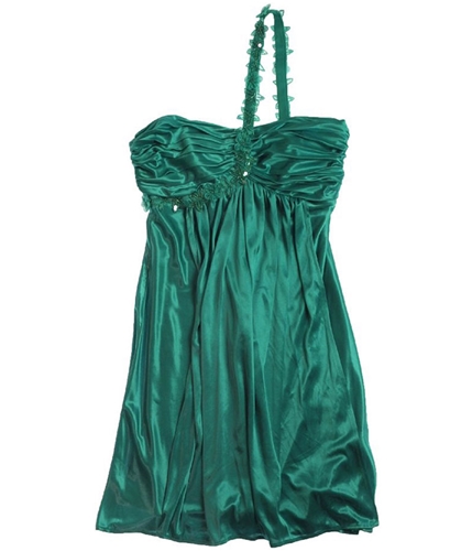 Morgan & Co Womens Strap Lined Formal One Shoulder Dress jade S