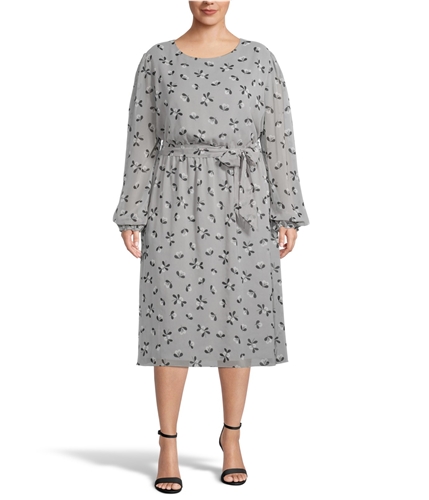 Anne Klein Womens Floral Midi Dress gray 1X