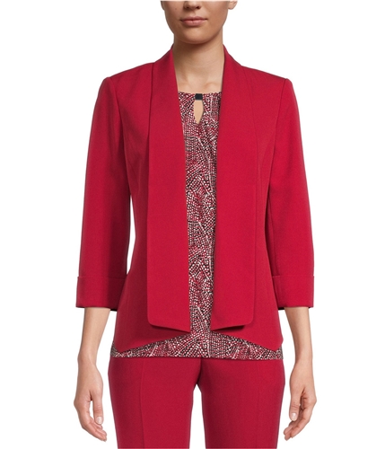 Kasper Womens Solid Blazer Jacket red PS
