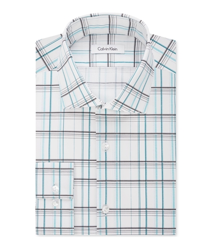 Calvin Klein Mens Infinite Stretch Button Up Dress Shirt lagoon 14-14.5
