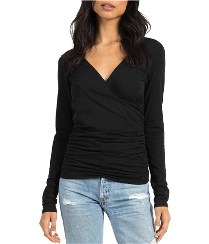 n:philanthropy Womens Mateese Wrap-Front Pullover Blouse bkct L