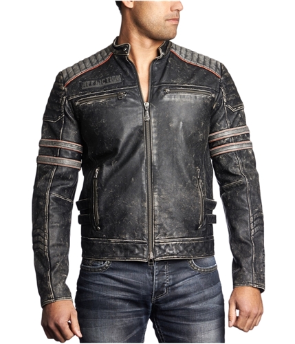 Affliction Clothing Mens Fast Lane Leather Motorcycle Jacket bk L