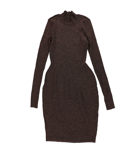 bar III Womens Metallic Sweater Dress copper XXS