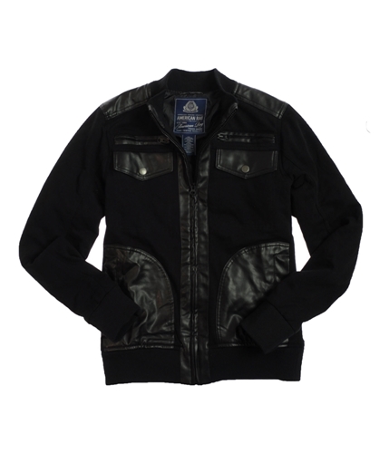 American Rag Mens Faux Leather Motorcycle Jacket blacksea S