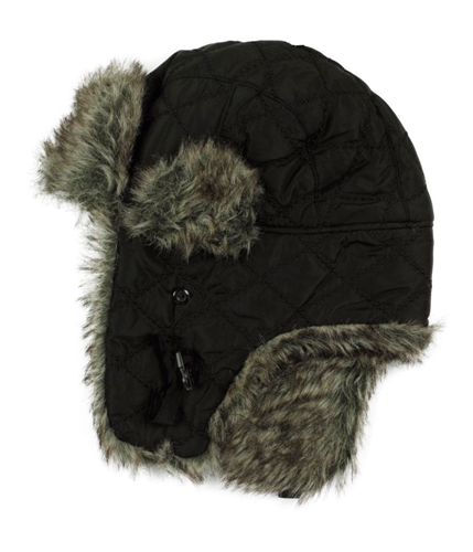 American Rag Mens Quilted Faux Fur Lined Trapper Hat black One Size