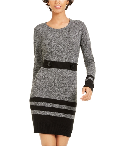 BCX Womens Striped Sweater Dress gray S