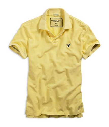American Eagle Outfitters Mens Athletic Fit Ae Rugby Polo Shirt lightyellow 2XL
