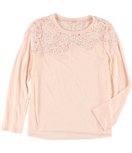 Rebecca Taylor Womens Arella Lace Basic T-Shirt pink L