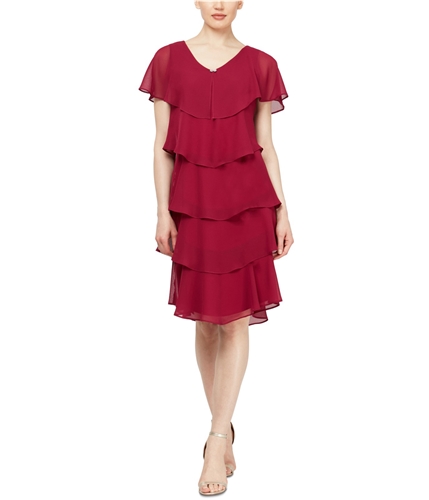 SLNY Womens Layered A-line Dress elderberry 8
