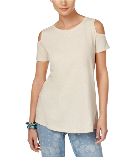 Style&co. Womens Cold Shoulder Basic T-Shirt oatmealhtr S