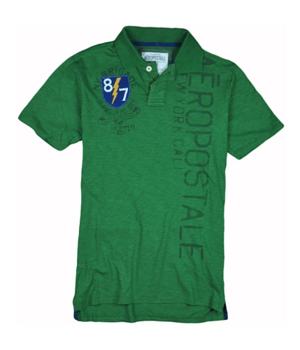Aeropostale Mens 87 S. Pacific Div. Rugby Polo Shirt oreganogreen XS