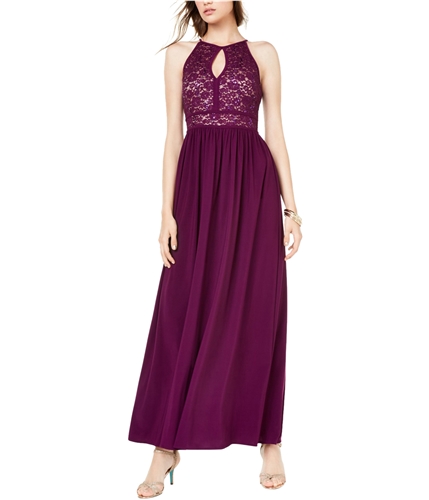 Morgan & Co Womens Glitter Lace Gown Maxi Dress sangria 1